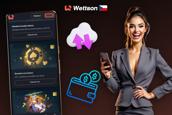 Pokladna Wettson Kasino s polem pro promo kód a výběrem platební metody