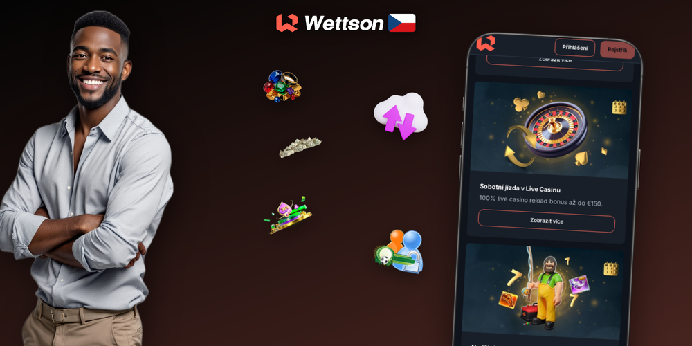 Registrační formulář Wettson Kasino s polem pro zadání promo kódu CZWETT50