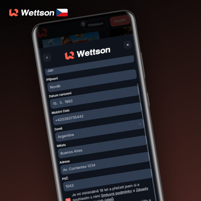 Wettson Kasino registrace přes telefon – SMS kód pro ověření účtu